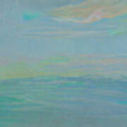 Mist Painting Beach Realism Seascape Sea Blue Water Yellow Calm  #1 Art Print