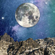 Moon Over Mountains #1 Art Print