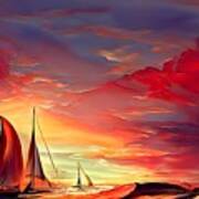 Red Sails In The Sunset #1 Art Print