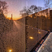 Sunrise Reflections At The Vietnam Veterans Memorial Art Print