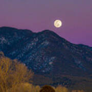 Snow Moon Over Taos Mountain  #1 Art Print