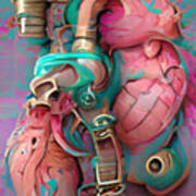 Steampunk Anatomical Heart #1 Art Print