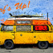 Surf's Up Vw Bus Camper Van Morro Bay #1 Art Print