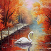 Swan In Autumn Art Print