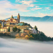 Trevi Picturesque Village In A Foggy Morning. Perugia, Umbria, I #1 Art Print