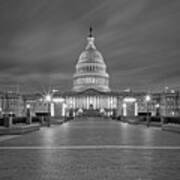 Us Capitol Building Bw #1 Art Print