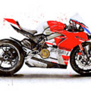 Watercolor Ducati Panigale V4s Motorcycle, Oryginal Artwork By Vart #1 Art Print