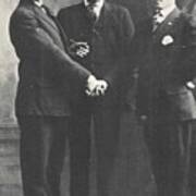 1898 Three Men And A Handshake, Antique Photograph Art Print