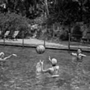 1930s 1940s Playing With A Beach Ball In Swimming Pool Art Print
