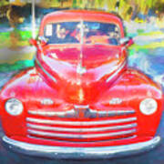 1946 Red Ford Super Deluxe Coupe V8 X123 Art Print