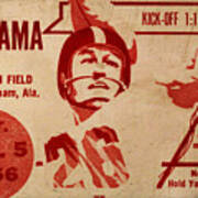 1966 Alabama Football Ticket Art Art Print