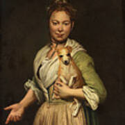 A Woman With A Dog #3 Art Print