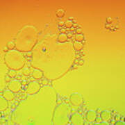 Bright Abstract, Yellow Background With Flying Bubbles Art Print