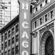 Chicago Theatre Sign In Black And White #2 Art Print