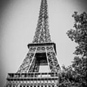 Eiffel Tower In Black And White Art Print