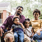 Portrait Of Family In Front Of Suburban Home #2 Art Print