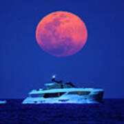 Yacht Cruise Under The Moon #2 Art Print