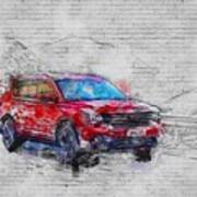 2021 Gac Gs7 Chinese Suv Exterior Red New Cars Art Print