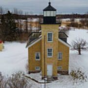 Ontonagon Michigan Lighthouse Along Lake Superior In Winter #3 Art Print