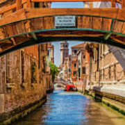 View Up Venice Canal Under Bridges #3 Art Print