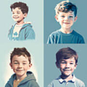 Digital  Detailed  Flat  Illustration  Of  Child  Boy By Asar Studios #4 Art Print
