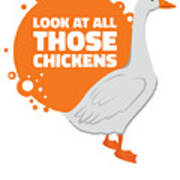Goose Chickens Farm Animal Cartoon Farmer #4 Art Print