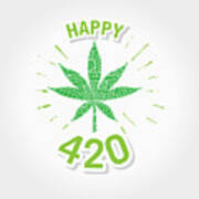 Happy 420 Marijuana Greeting Design Template With Hand Drawn Elements #5 Art Print