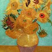 Vase With Twelve Sunflowers #1 Art Print