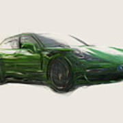 Porsche Panamera Gts Car Drawing #7 Art Print