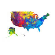 United States Watercolor Map #7 Art Print