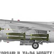 A-7e Corsair Ii Profile Print Va-94 Mighty Shrikes, Uss Enterprise Cvn-65 Art Print