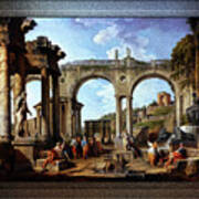 A Capriccio Of Roman Ruins And The Arch Of Constantine By Giovanni Paolo Pannini Classical Art Art Print