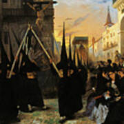 A Confraternity In Procession Along The Calle Genova, Seville Art Print