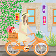 A Girl On A Bicycle Art Print