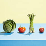 A Row Of Different Fruit And Vegetables Art Print