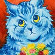 A Shy Offering by Louis Wain Wood Print by Orca Art Gallery - Pixels