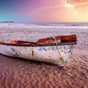 A white and red painted wooden fishing boat on the Paternoster