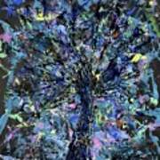 Abstract Blue Night Tree Art Print