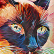 Abstract Siamese Cat Face Art Print