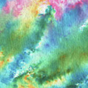 Abstract Watercolor Rainbow Splashes Organic Natural Happy Colors Art Iii Art Print