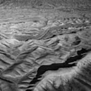 Aerial Utah Badlands Bw Art Print