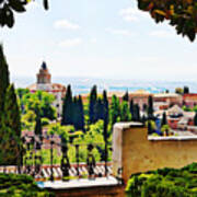 Alhambra Gardens, Digital Paint Art Print
