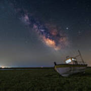 An Old Boat Under The Milkyway Art Print