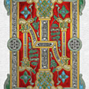 Ancient Celtic Runes Of Hospitality And Potential - Illuminated Plate Over White Leather Art Print