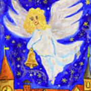 Angel With Christmas Bell Art Print