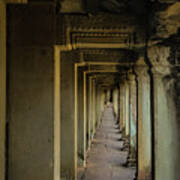 Angkor Wat Stone Pillar Hallway Art Print
