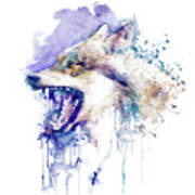 Angry Wolf Profile Portrait Art Print