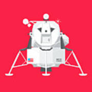 Apollo Lunar Module Lander Minimal - Crimson Art Print