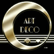 Art Deco Logo - Black And Gold Art Print