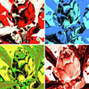 Four Colored Artichoke Painting In Pop Art Style Andy Warhol Inspired Art Print